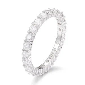 RENSINO Hip Hop Men Women Fashion Jewelry 3.0mm Moissanite Diamond Iced Out Gold Plated 925 Silver Ring