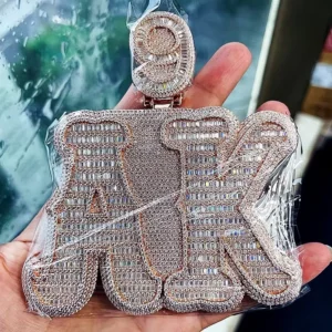 RENSINO Hip Hop Moissaite Letter Pendant 925 Men Jewelry Custom Icedout Vvs Moissanite Name Plates 10k Lab Grown Diamond Pendant Chain