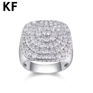 RENSINO Hip Hop Moissanite Ring 925 Sterling Silver Ice Out Moissanite Men Diamond Ring