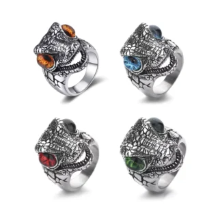 RENSINO Hip Hop Punk Gothic Dainty Viking Dinosaur Vintage Titanium Stainless Steel 316L Fashion Jewelry Ring for Men