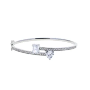 RENSINO Hip Hop Square Heart Shaped Zircon Bezel Set Copper Alloy Electroplated Bracelet European American Style Fashionable High End