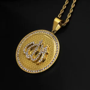 RENSINO Hip Hop Style Stainless Steel Religious Christian Pendant Necklace Carved Virgin Mary Zircon Platinum Plated Waterproof