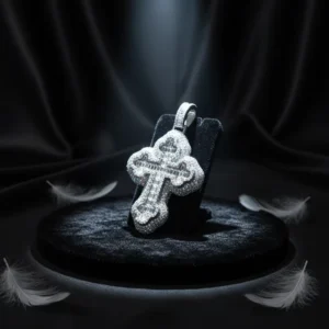 RENSINO Hip Hop Unisex Custom 925 Sterling Silver Iced Out Moissanite Cross Necklace Pendant High Quality Jewelry for Parties