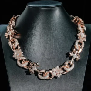 RENSINO Hip Hop VVS Iced Moissanite Cuban Link Chain Necklace GRA Certified Pass Diamond Test 925 Silver Gold