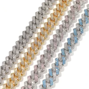 RENSINO Hip-hop Cuban Necklace for Men 13mm Zircon-encrusted Gold-plated Necklace Jewelry