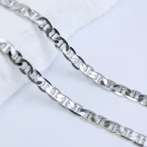 RENSINO Hiphop Custom Necklace Chain Rhodium Chain Necklaces for Men 925 Sterling Silver Jewelry Silver Coffee Bean Pig Nose Chain