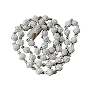 RENSINO Hiphop New Fashion Jewelry D Color VVS Moissanite Ball Chain 7mm Width Sterling Silver 925 Bead Chain Necklace