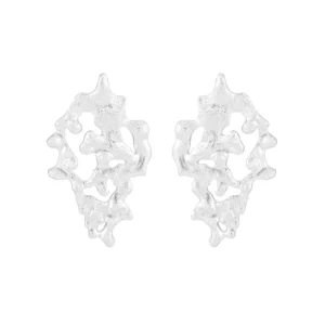 RENSINO Hollow Out Frosted Irregular Earrings Female European and American Style S925 Pure Silver Personalized Irregular Design