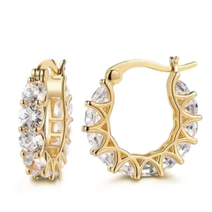 RENSINO Hoop Cubic Zirconia Geometric Formal Party Women’s Lightweight Brass Earrings