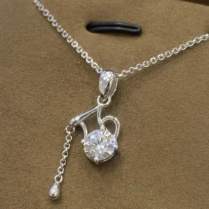 RENSINO Horoscope Aquarius Round Cut 1CT VVS Lab Grown Diamond Necklace 925 Sterling Silver Diamond Pendant Necklace