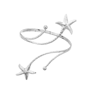 RENSINO Hot Personalized Open Adjustable Armband Cuff Bracelet Silver Metal Spiral Bangle Upper Arm Bracelet