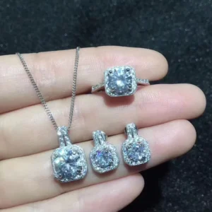 RENSINO Hot Popular Ethiopian Luxury Fine Display 925 Sterling Silver Moissanite Jewelry Necklaces Sets Hot New 925 Sterling Earrings