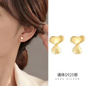 RENSINO Hot Selling 925 Sterling Silver Fashion Jewelry Twist Irregular Stud Earrings Jewelry for Women
