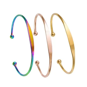RENSINO Hot Selling C Shape Titanium Steel for Bracelet for Women 4mm Wide Fashionable Stainless Steel Charm for Bracelet for Gift