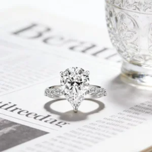 RENSINO Hot Selling Classic Pear and Marquise Cut Moissanite Ring 9x13mm Stone 925 Silver Plated 18K Gold Engagement Jewelry