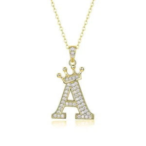 RENSINO Hot Selling S925 Silver Moissanite Pendant Necklace 26 English Letter Hip hop Style Trendy Crown for Parties GIA Certified