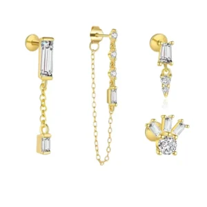 RENSINO Hot Selling S925 Sterling Silver Unique Fashionable Rectangular Zircon Jewelry Fine Stud Earrings for Women