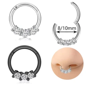 RENSINO Hot Selling Stainless Steel Gold Plated Seamless Trendy Four Claw Nose Ring for Nasal Septum Beach Zircon Nose Rings