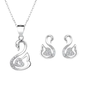 RENSINO Hot Selling Sterling Silver 925 Glamour Fine Jewelry Jewelry Sets Swan Pendant Necklace Earrings for Women