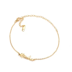 RENSINO Hovanci Silver Custom Letter Foot Stainless Steel Initial Anklet Chain