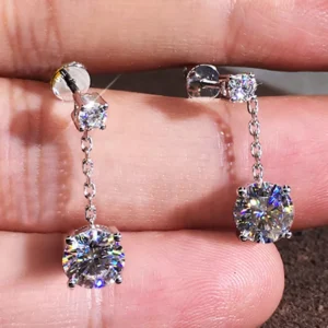 RENSINO Huitan Simple Style Tassel Chain Geometric Cubic Zirconia Earrings for Women Wedding Fashion Jewelry Silver/Gold Plated Earrings