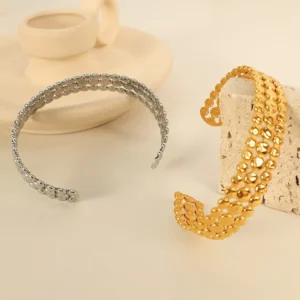 RENSINO Hypoallergenic Minimalist Arc Bangle Titanium Steel Wrist Accessory for Daily Outing