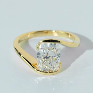 RENSINO IGI Certified 3.1ct Lab Grown Diamond Emerald Cut Filled Engagement Ring Gold Custom Unique Unisex Wedding Rings