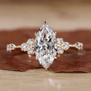 RENSINO IGI Certified CVD HPHT VVS Lab Grown Created Diamond 14k 18k Solid Gold Rings Engagement Ring Jewelry for Women Marquise Cut
