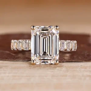 RENSINO IGI Certified Emerald VVS Lab Grown Diamond Side Stones Ring Luxury 925 Silver CVD Lab Created Diamond Engagement Ring Jewelry
