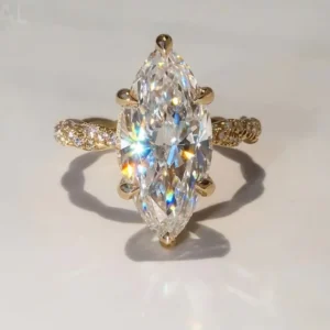 RENSINO IGI Certified Marquise CVD Lab Grown Diamond Twisted Vine Ring Custom 925 Silver Vvs Lab Created Diamond Engagement Ring Jewelry