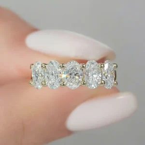 RENSINO IGI Certified Oval Cut Vvs Lab Grown Diamond Wedding Ring White Gold 925 Silver Band Ring Fine Women Jewelry