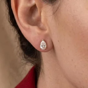 RENSINO IGI Certified Pear Lab Diamond Stud Earrings 0.50 To 5.00 TCW Pear Cut Diamond Earrings Dainty Solitaire Wedding Studs