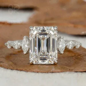 RENSINO IGI Certified Radiant Lab Grown Diamond Side Stones Ring Women Custom 925 Silver Vvs Lab Created Diamond Engagement Ring Jewelry