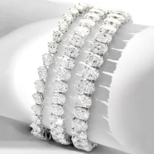 RENSINO IGI Certified Vvs CVD HPHT Oval Lab Grown Diamond Tennis Bracelet Chain 10K 14K 18K Lab Created Made Diamond Tennis Necklace