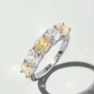RENSINO IGI Certified Vvs CVD Lab Made Diamond Wedding Ring 925 Silver Princess Lab Created Diamond Band Ring Women Jewelry