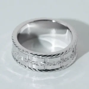 RENSINO IGI Certified Vvs Lab Grown Diamond 10K 14K 18K Gold Plated Band Ring Custom 925 Silver Round Cut Wedding Ring Men