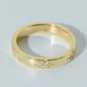 RENSINO IGI Certified Vvs Lab Grown Diamond 925 Silver Band Ring New Design Round Cut 18K Gold Plated Wedding Ring Fine Jewelry