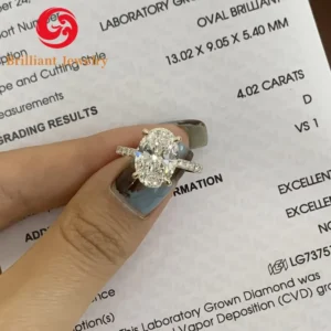 RENSINO IGI GIA Certified HPHT CVD Lab Grown Oval Cut Diamond 3 Carats 18K 14K Gold Jewelry Engagement Wedding Ring for Women Man