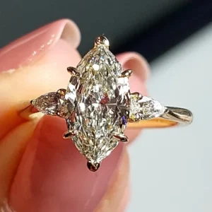 RENSINO IGI Gia Certified CVD HPHT Lab Created Grown Diamond Marquise Cut 10k 14k 18k Solid Gold Engagement Rings for Women Men
