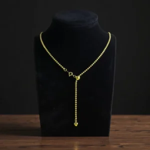 RENSINO INS 925 Silver Women’s Sweater Chain Necklace 2.1mm Adjustable Length Moon Bead 18K Gold Plated Romantic Wedding Gift