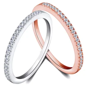 RENSINO INS Hot Simple Circle Ring 925 Sterling Silver Gold Silver Full Zircon Finger Ring for Women