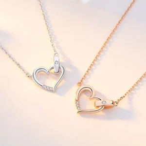 RENSINO INS Korea Style Rose Gold Silver 925 Sterling Silver Heart Shape Zircon Choker Necklace Jewelry for Women