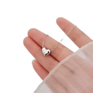 RENSINO INS Simple Design Luxury 925 Sterling Silver Heart Shape Love Choker Clavicle Necklace Jewelry for Girls Gift
