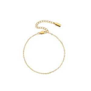 RENSINO INS Simple Stainless Steel 14K Gold PVD Plated 18+5cm Length Blank Chain Anklet Titanium Steel Hangtag Chain Anklet