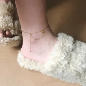 RENSINO INS Stainless Steel 18K Gold Plated Smart Fringe Mini Butterfly Chain Anklet Summer Beach Waterproof Foot Jewelry Gift