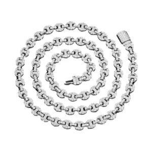 RENSINO Iced Fine Jewelry Sterling Silver Rhodium Gold Plated VVS Moissanite 13.4mm Men Hip Hop Cuban Link Chain Bracelet