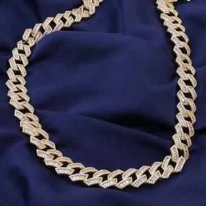 RENSINO Iced Out 18MM Cuban Link Chain 925 Silver Moissanite Gold Plated Hip Hop GRA Certificate VVS D Cuban Link Necklace