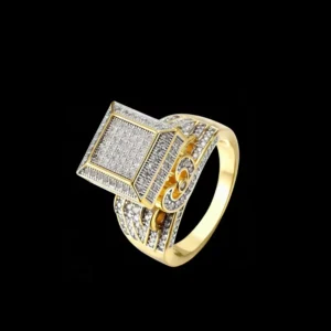 RENSINO Iced Out 925 Sterling Silver Hip Hop Ring VVS CZ Bling Square Cluster Statement Jewelry for Men