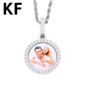 RENSINO Iced Out Jewelry 925 Silver VVS Moissanite Photo Pendant Hip Hop Shiny Diamond Custom Photo Pendant