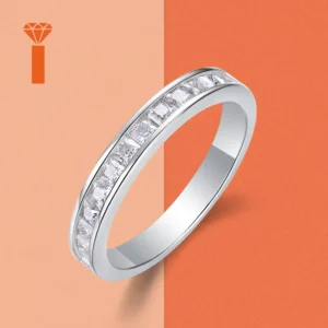 RENSINO Iced Out S925 Silver Square Eternity Ring Micro Pave D VVS1 Grade Luxury Fashion Statement Anniversary Present Ring